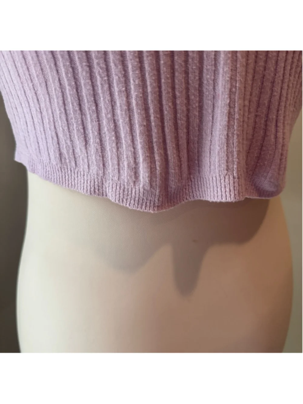 AE Studio Lavender Ribbed Button Front Crop Top Made in Italy Size Medium - Picture 7 of 9